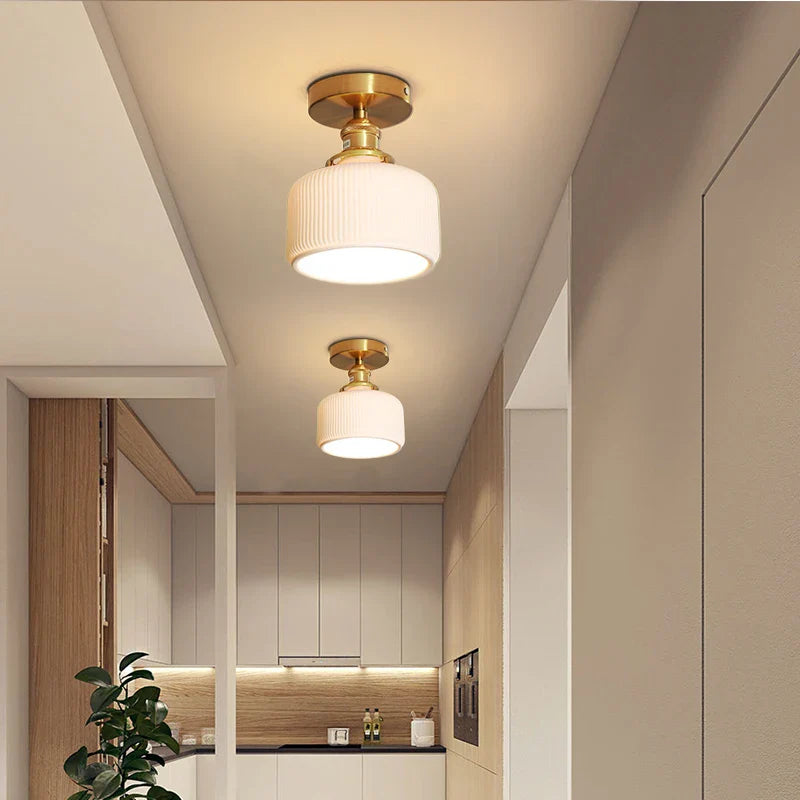 Afralia™ LED Copper Ceramic Ceiling Light for Home Indoor Modern Lighting