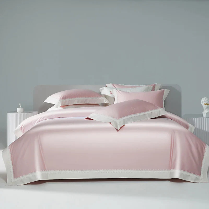 Afralia™ Lace Patchwork Bedding Set: 1200TC Egyptian Cotton Duvet Cover, Sheet, Pillowcases