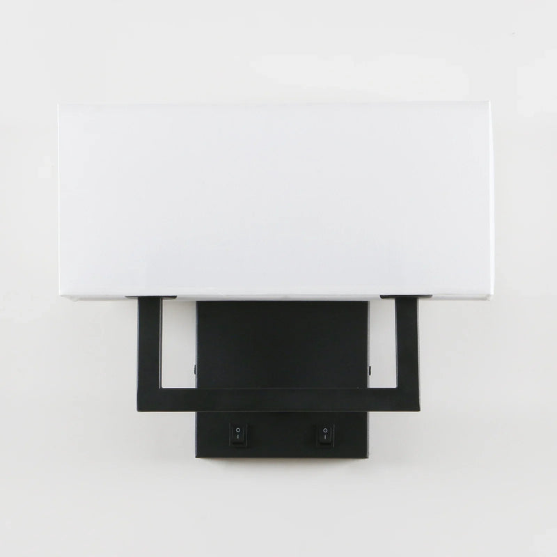 Afralia™ Permo Wall Sconce Light Fixture with White Textile Shades and On/Off Switch