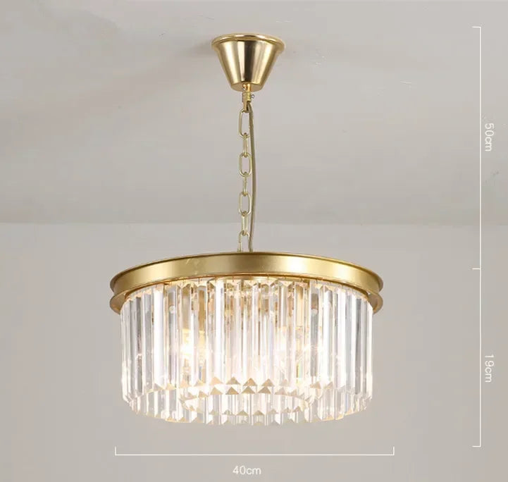 Afralia™ Metal Crystal Pendant Light Chandelier for Living Room, LED Hanging Lamp