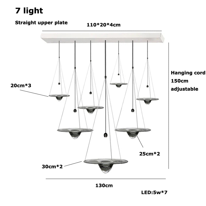 Afralia™ Clear Glass Disk LED Pendant Light - Modern Luxury Restaurant Ceiling Fixture