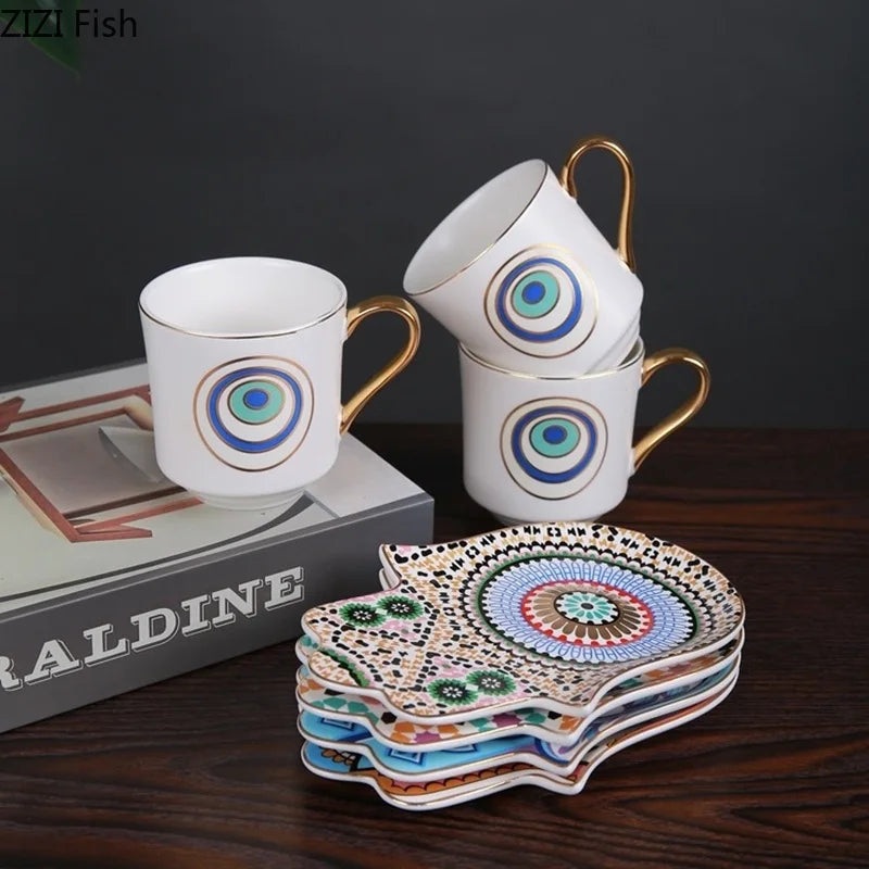 Afralia™ Mystical Gilded Porcelain Teacup Set