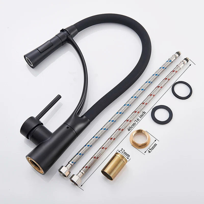 Afralia™ LED Swivel Pull Down Kitchen Faucet with Hot and Cold Water Mixer