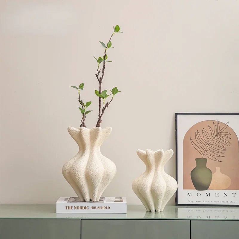 Afralia™ White Vase Resin Handicraft Abstract Ornament for Room Decoration