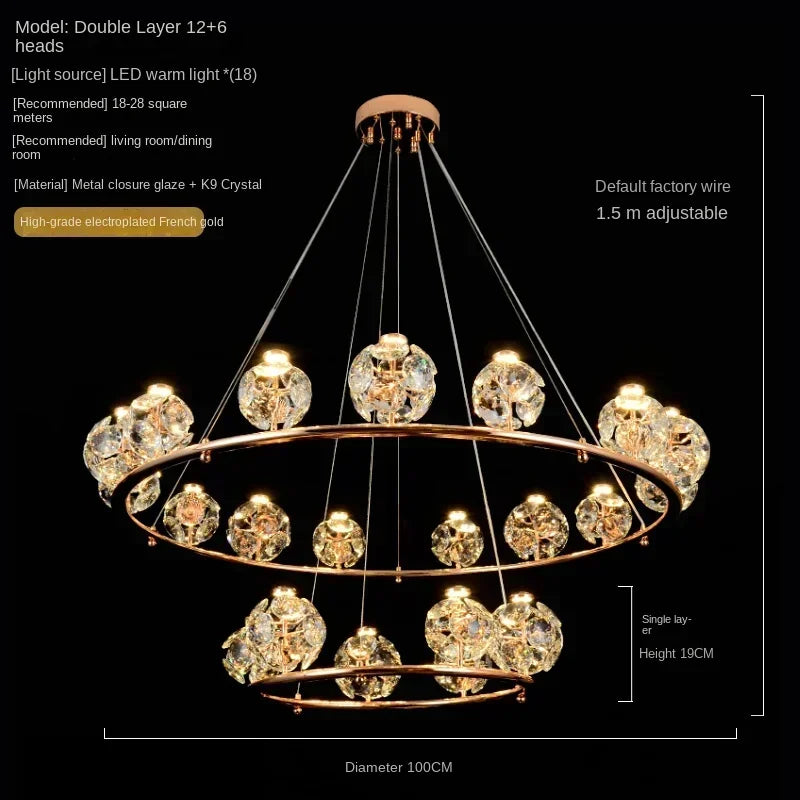 Afralia™ Luxury Crystal Glass Ball Chandelier for Dining Living Room Hall Island