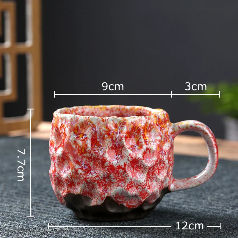 Afralia™ Hammer Pattern Porcelain Mugs, Set of 2