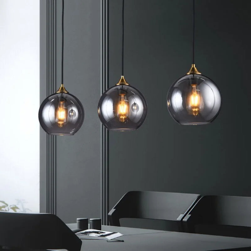 Afralia™ Glass Ball Pendant Lights: Modern Kitchen Dining Room Ceiling Lamp