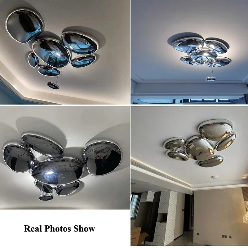 Afralia™ LED Cobblestone Ceiling Chandelier for Home Decor - Modern Living Room Bedroom Lighting