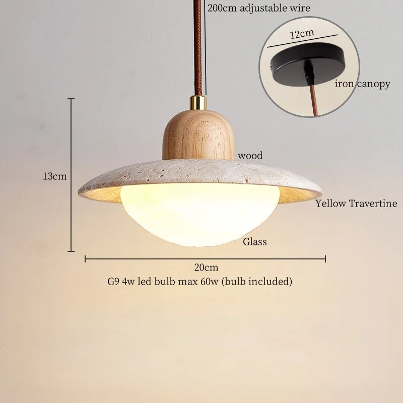 Afralia™ LED Hanging Lamps Yellow Travertine Pendant Lighting for Bedroom Living Dining Room