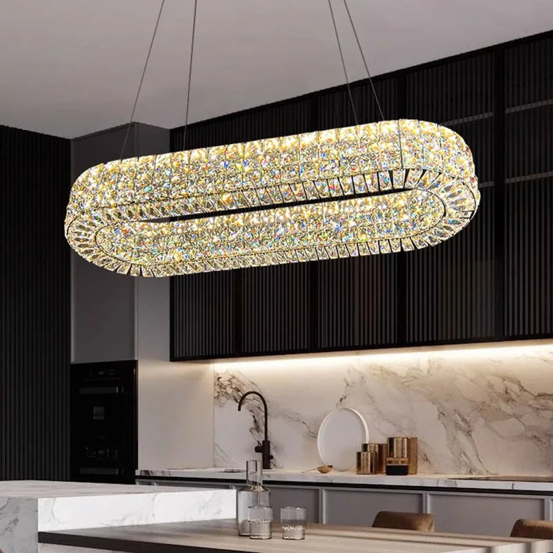 Afralia™ Crystal LED Chandelier: Dimmable Ceiling Light for Luxury Living Room Decor