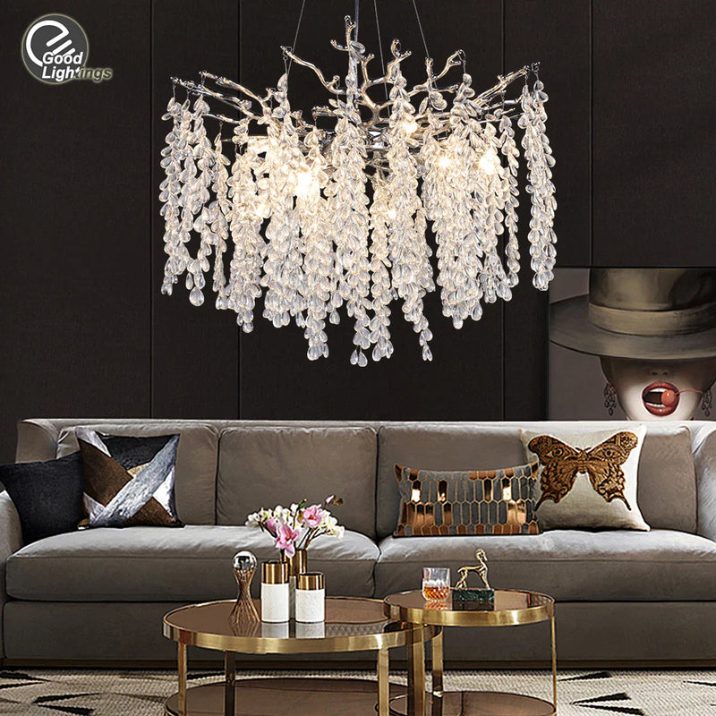 Afralia™ Crystal Branch Chandelier: Elegant LED Ceiling Light for Living/Dining Room & Foyer