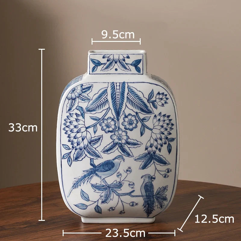 Afralia™ Blue & White Porcelain Vase Pot for Stylish Room Aesthetic Decor & Flowers