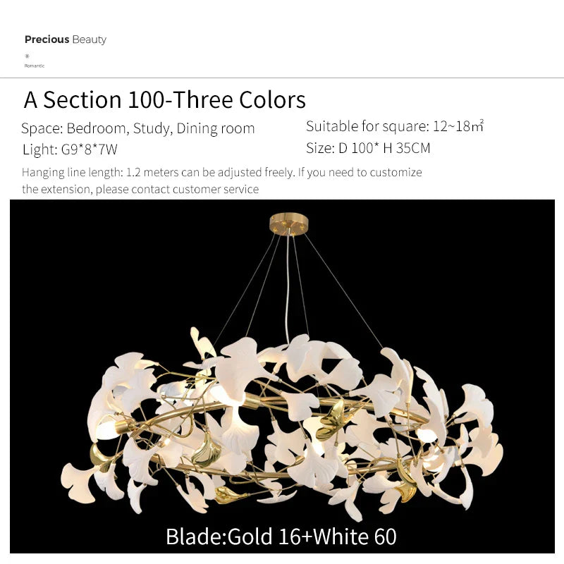 Afralia™ Ginkgo Biloba Chandelier: Elegant Duplex Living Room Hotel Lobby Pendant Light