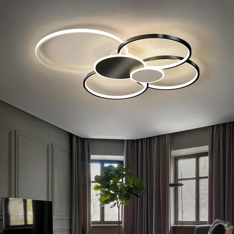 Afralia™ Modern LED Ceiling Light - Minimalist Circular Remote Control Chandelier