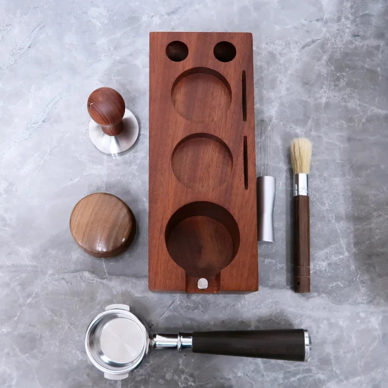 Afralia™ Wooden Coffee Tamper Stand for Barista Station, 51mm Holder, 54mm Tools