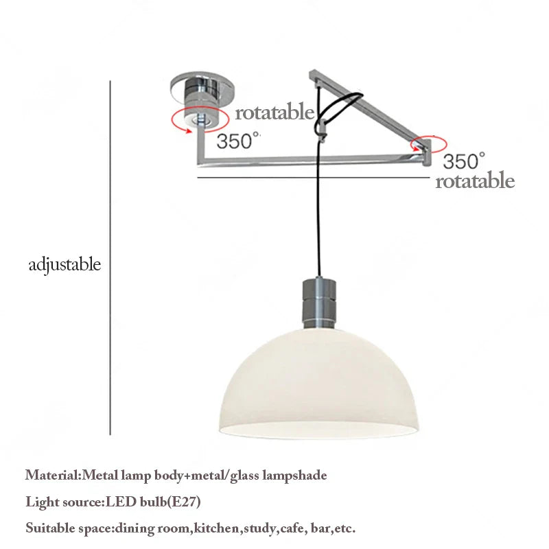 Afralia™ Metal Folding Telescoping Pendant Lights, Rotatable, E27 Lighting for Home Decor