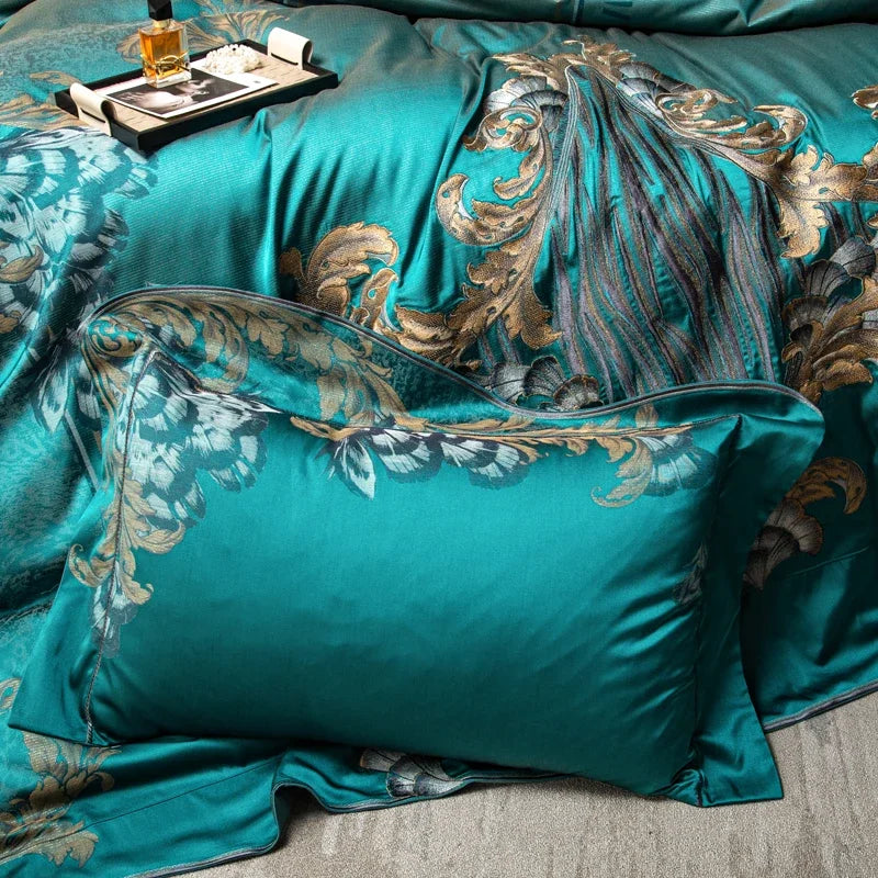 Afralia™ 1200TC Jacquard Bedding Set: Queen King Size Linens, Comforter Cover, Sheet, Pillowcase