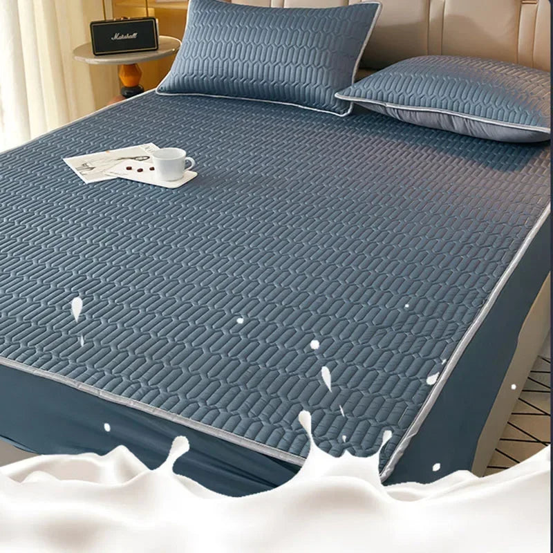 Afralia™ Cooling Latex Fitted Sheet Set: Soft 3-Layer Mattress Protector for Hot Sleepers