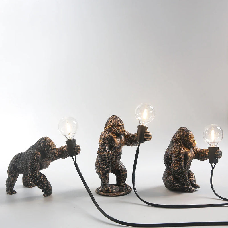 Afralia™ King Kong Gorilla Resin Table Lamp Night Light for Baby's Bedroom