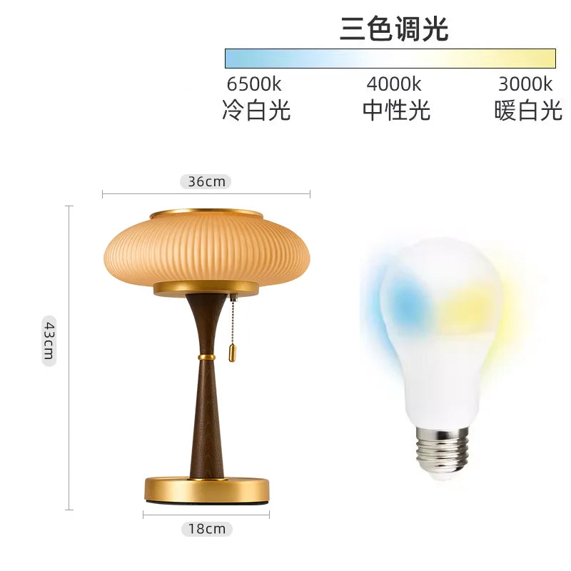 Afralia™ Matsutake Glass Desk Lamp: Medieval Style for Bedroom, Living Room & Study.