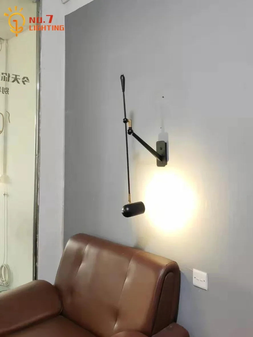 Afralia™ Nordic Industrial Metal Rocker Arm Wall Lamp for Living Room Bedroom