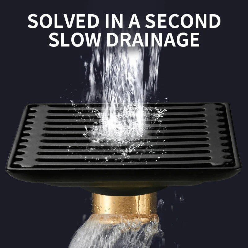 Afralia™ Brass Square Shower Floor Drain with Hair Strainer - Bathroom Shower Accessory
