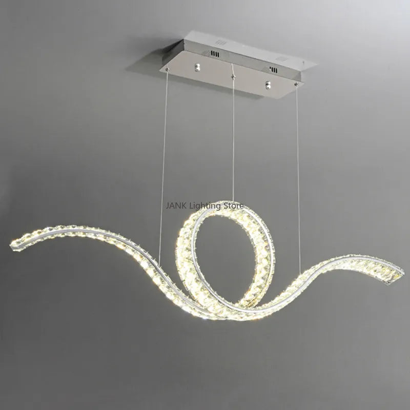 Afralia™ Luxury LED Crystal Chandelier Gold/Silver Dimmable Pendant Lamp