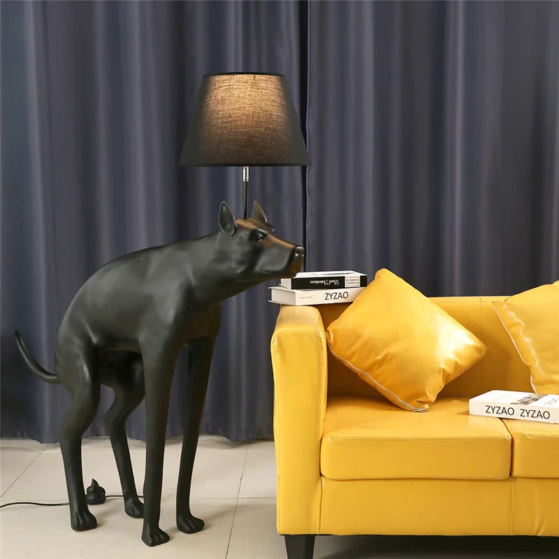 Afralia™ Big Dog LED Floor Lamp Black Dog Table Lamp E27 for Living Room