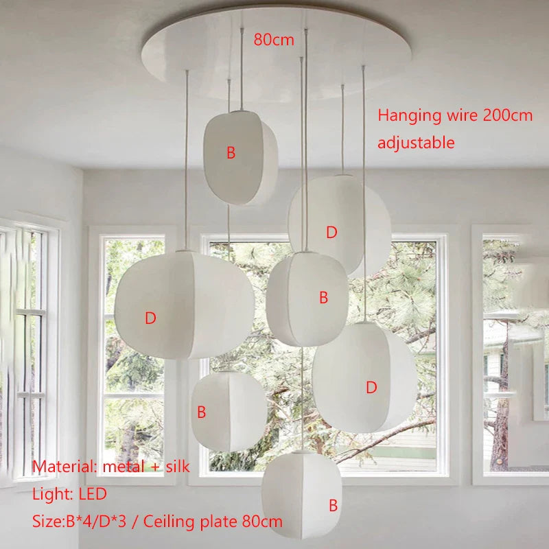 Afralia™ Silk Chandelier: Nordic Wabi Sabi LED Pendant Light for Home, Bar, and Dining Room