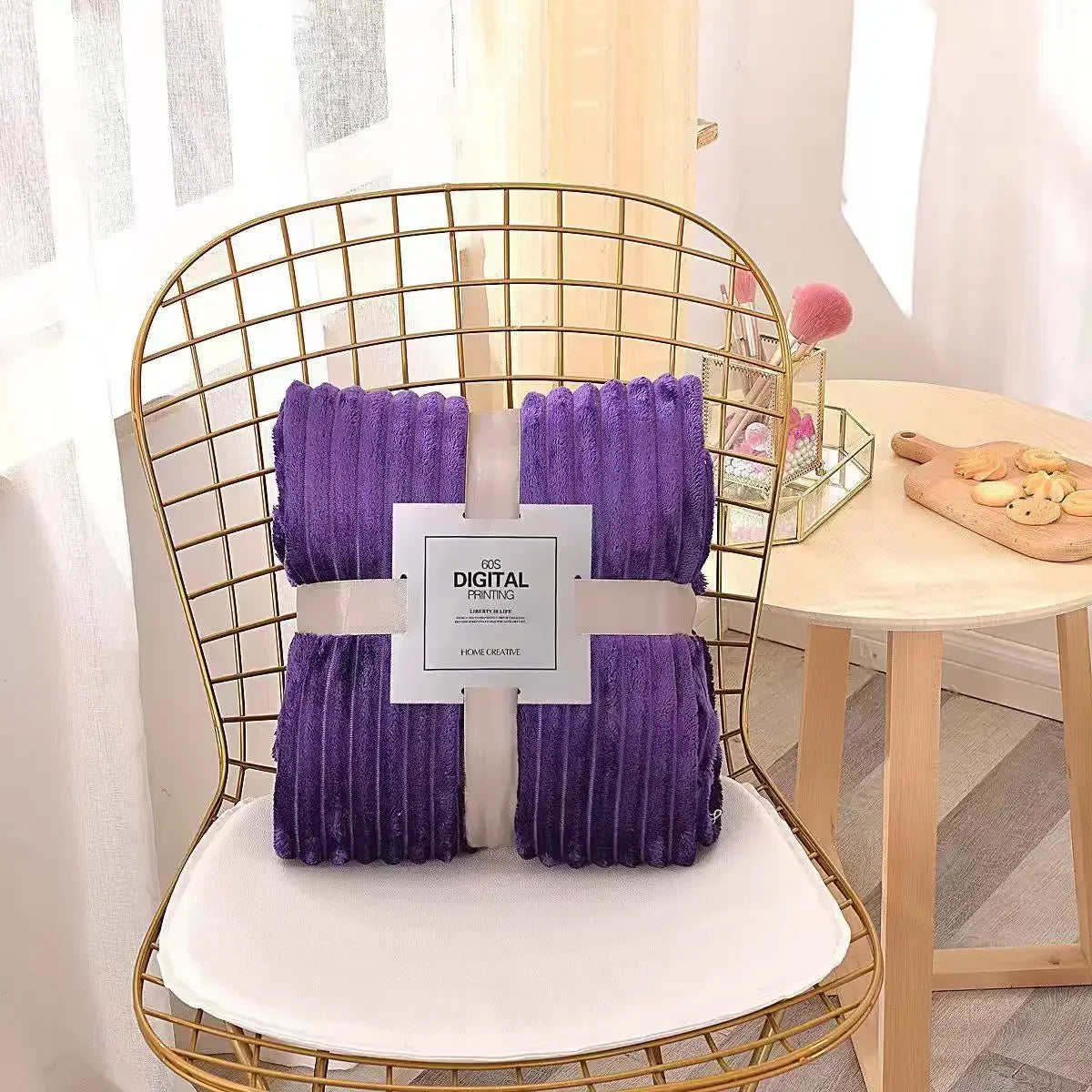 Afralia™ Cozy Striped Flannel Fleece Blanket for Winter - Bedroom Living Room Throw