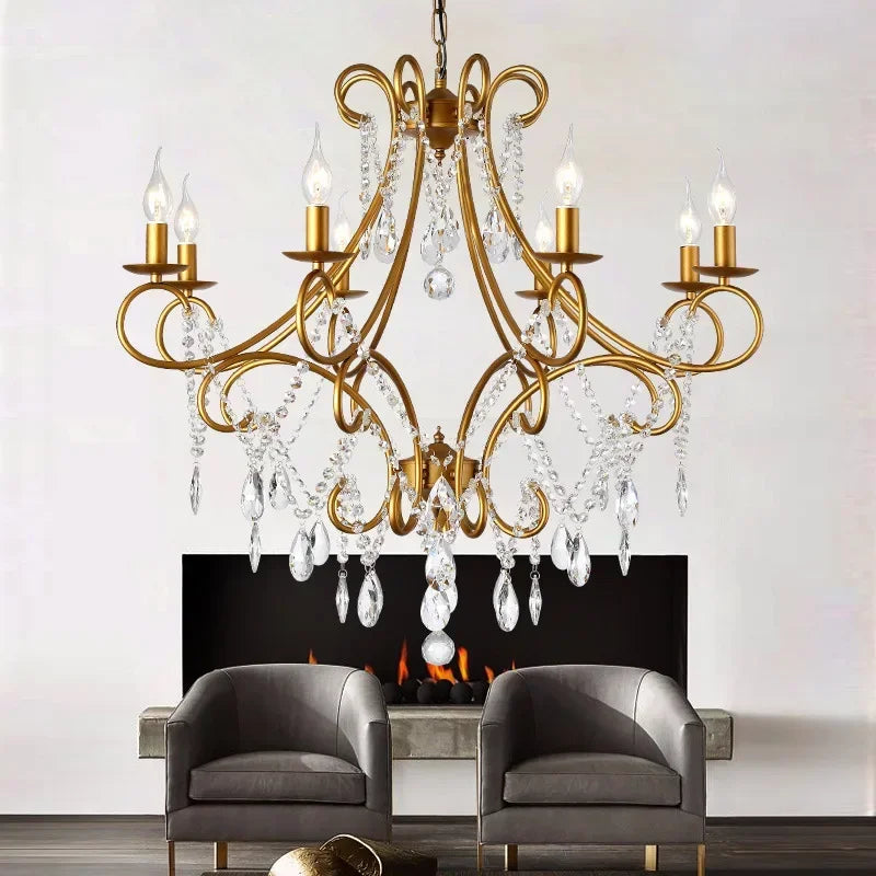 Iron Crystal Chandelier by Afralia™ - Modern Industrial Luxury for Home Living Room