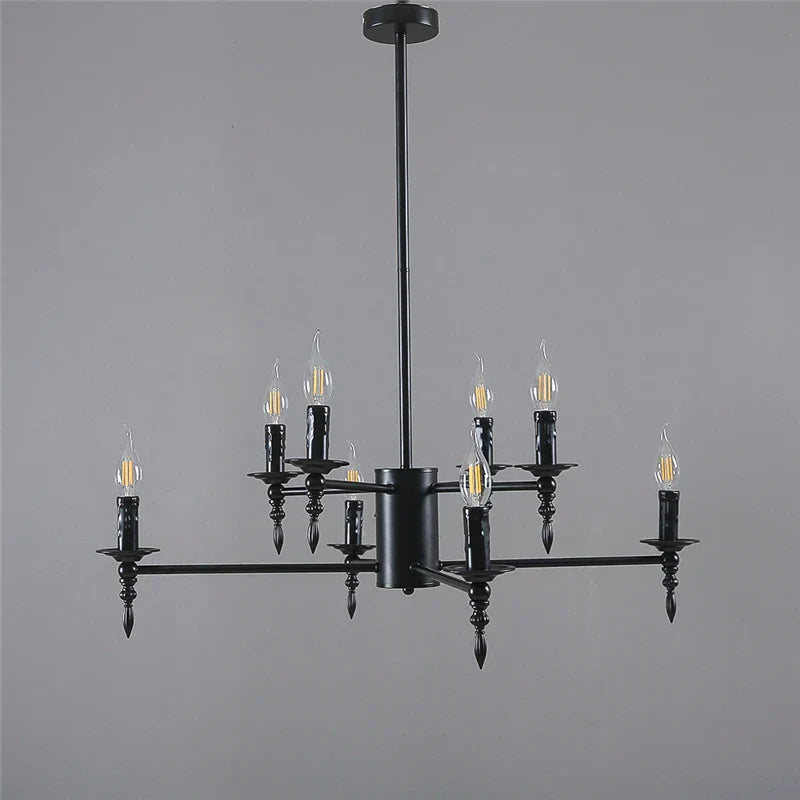 Afralia™ Iron Art LED Candle Chandelier Pendant Light for Living Room & Kitchen