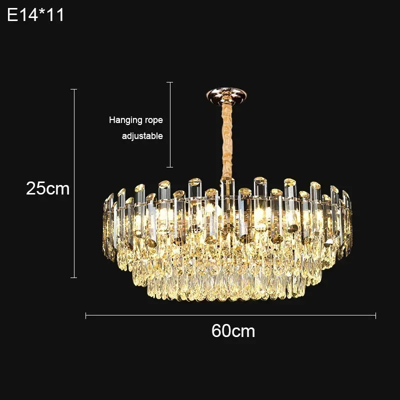 Afralia™ Gold Crystal Chandelier: Nordic Luxury Lighting for Living Room, Dining Room, Kitchen Island