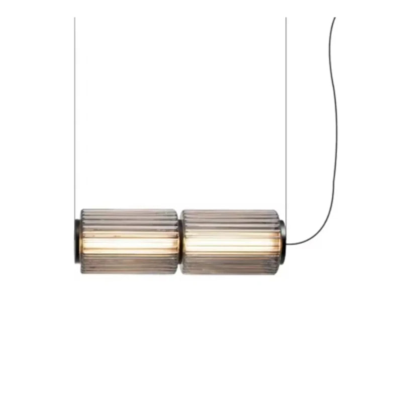 Nordic Style Linear Grey Glass Hanging Lamp Dimmable LED Ceiling Pendant Light by Afralia™