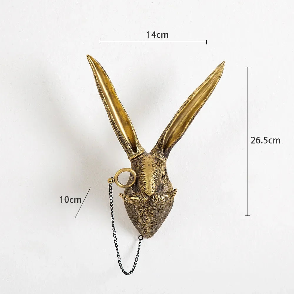 Afralia™ Golden Deer Head Wall Hook: Antique Bronze Resin Animal Pendant for Stylish Wall Decor