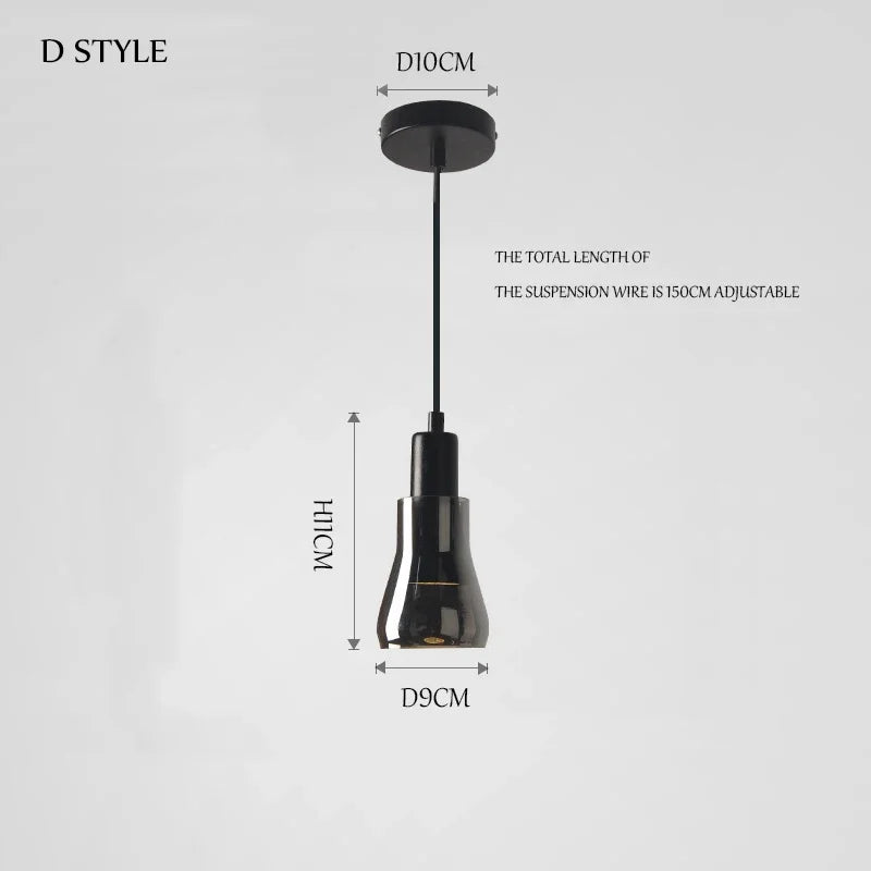 Afralia™ Nordic Smoky Gray Glass LED Pendant Chandelier for Bedroom and Dining Room