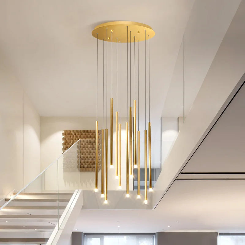 Afralia™ LED Chandelier: Modern Minimalist Gold Black Wire Adjustable Light Fixture for Dining Room