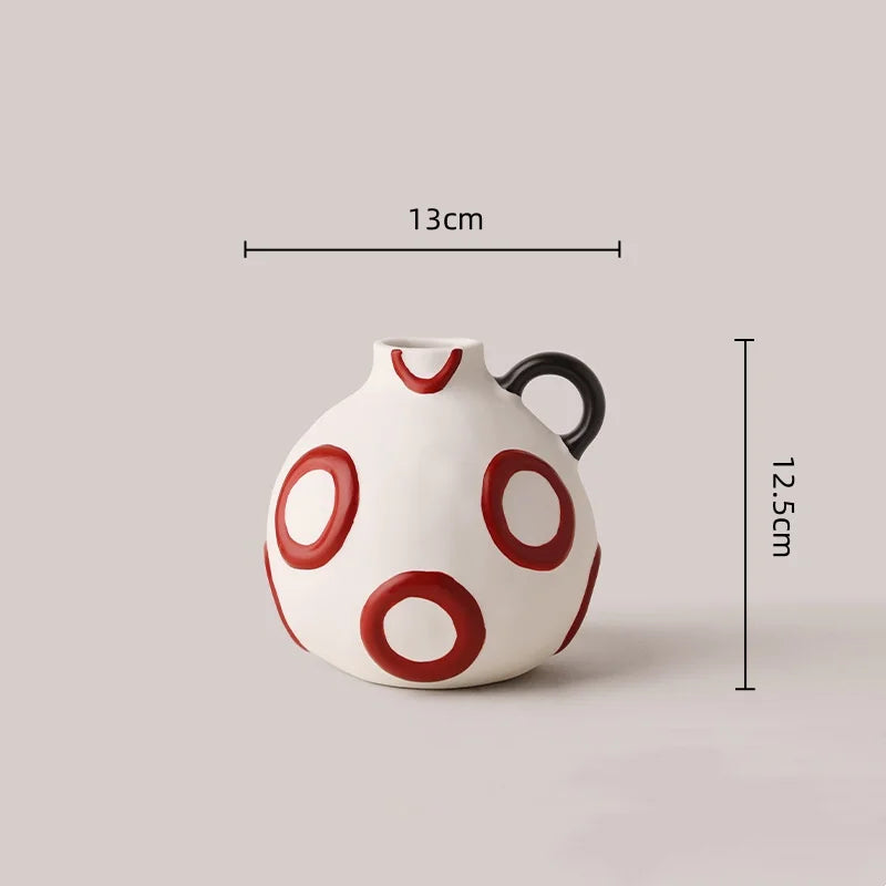Afralia™ Ceramic Vase Kettle Geometric Graffiti Flowerpot Home Decoration Accessories
