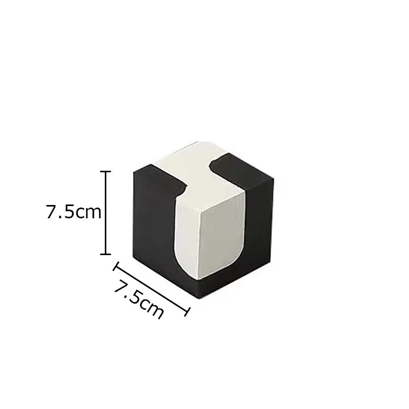 Afralia™ Square Block Resin Sculpture Desk Decor Modern Art Ornament Aesthetic Cube Block