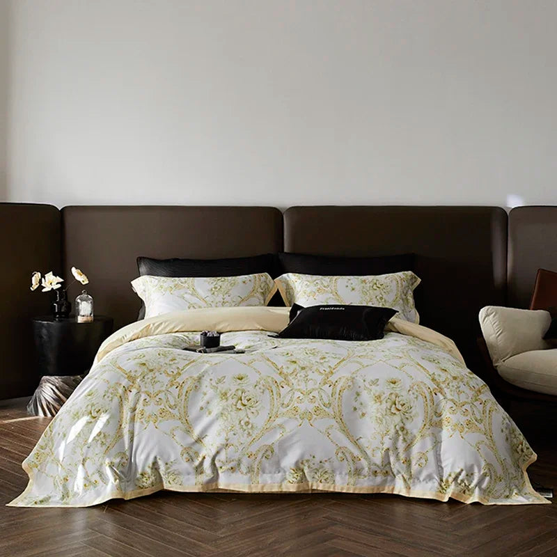 Afralia™ Luxe 100s Egyptian Cotton Bedding Set: Sheet, Blanket, Cover, Pillowcase