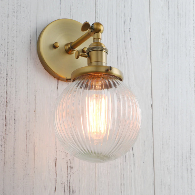 Afralia™ Industrial Ribbed Glass Wall Sconces for Kitchen Living Room Bedroom