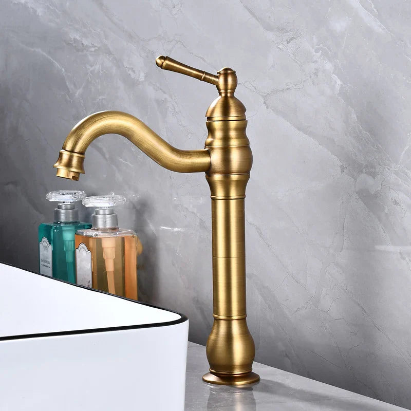 Afralia™ Antique Brass Basin Faucet Single Hole Vessel Sink Mixer Tap - 4 Colors