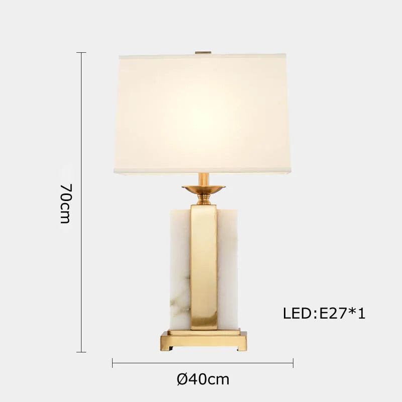 Afralia™ Oriental Marble LED Desk Lamp Classy Home Decor Luxury Textile Table Light.