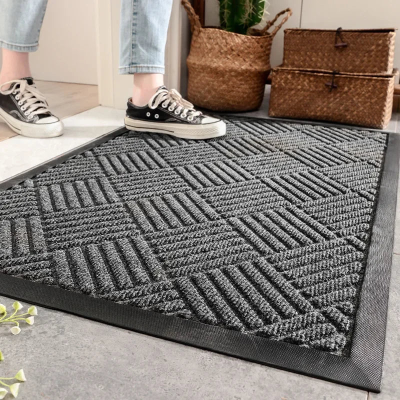 Afralia™ Large Rubber Indoor Outdoor Doormat | Durable Shoe Scraper Mat
