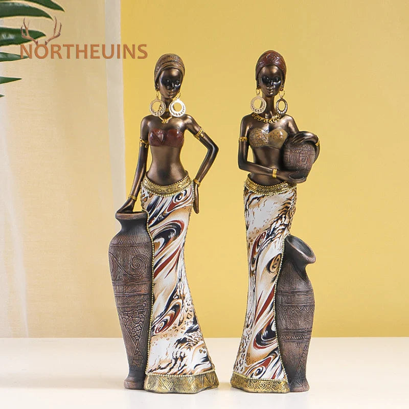 Afralia™ Resin African Style Women Sculpture Collection for Interior Decor