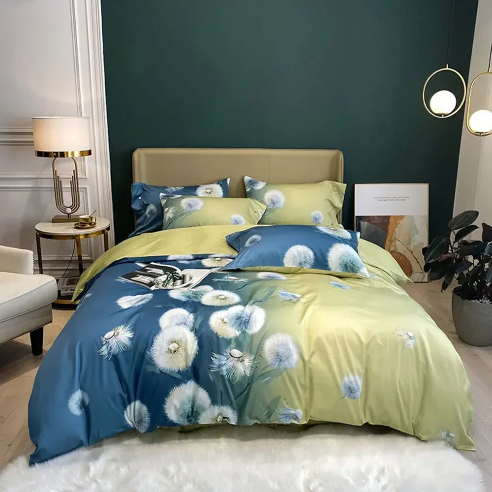 Afralia™ Egyptian Cotton Bedding Set - Queen King Full Size Duvet Cover Sheet Pillowcase