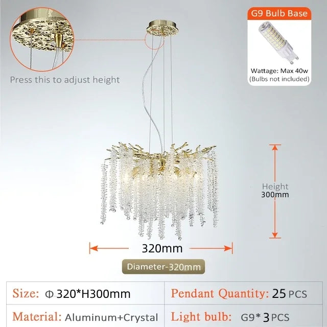 Afralia™ Crystal Tassel Chandelier Luxury Pendant for Home, Living Room, Dining Room, Hotel Hall