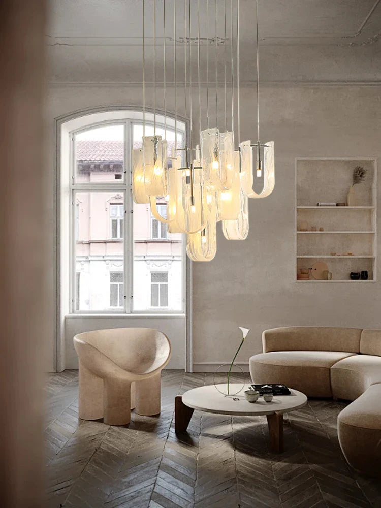 Afralia™ Mist Glass Chandelier: Modern Lighting for Living Room, Dining Table & Interior Ornament