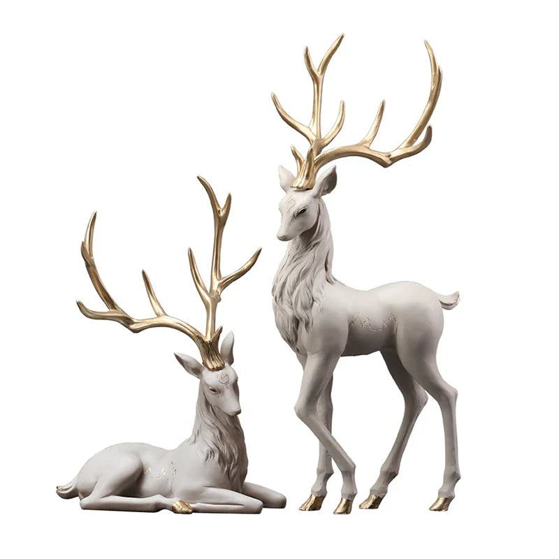 Afralia™ Deer Sculpture: High-End Resin Elk Figurine for Luxury Home Decor