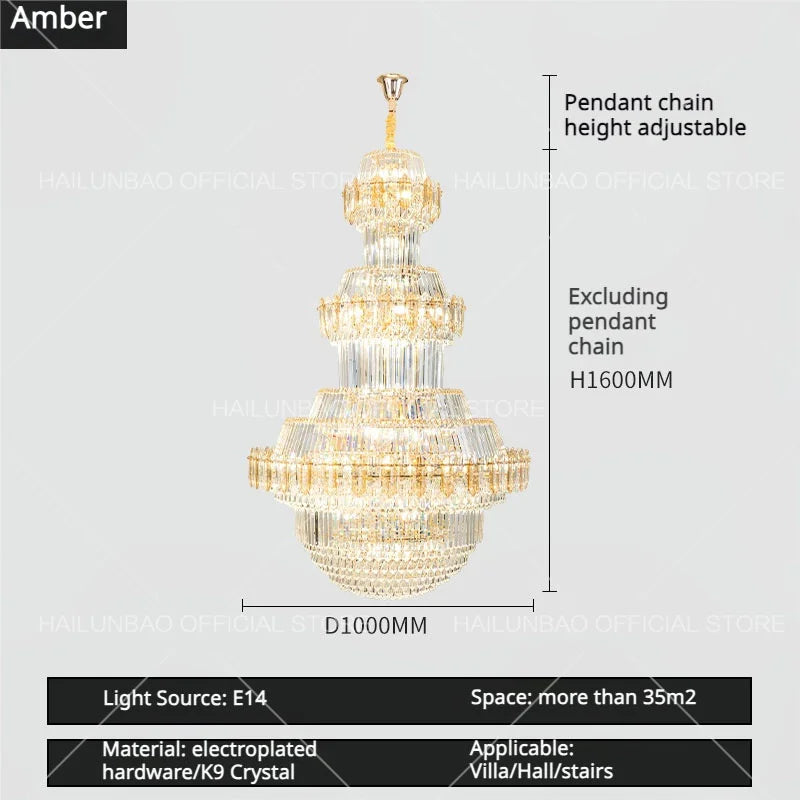 Afralia™ Crystal Chandelier: Villa High Living Room Luxury Lighting